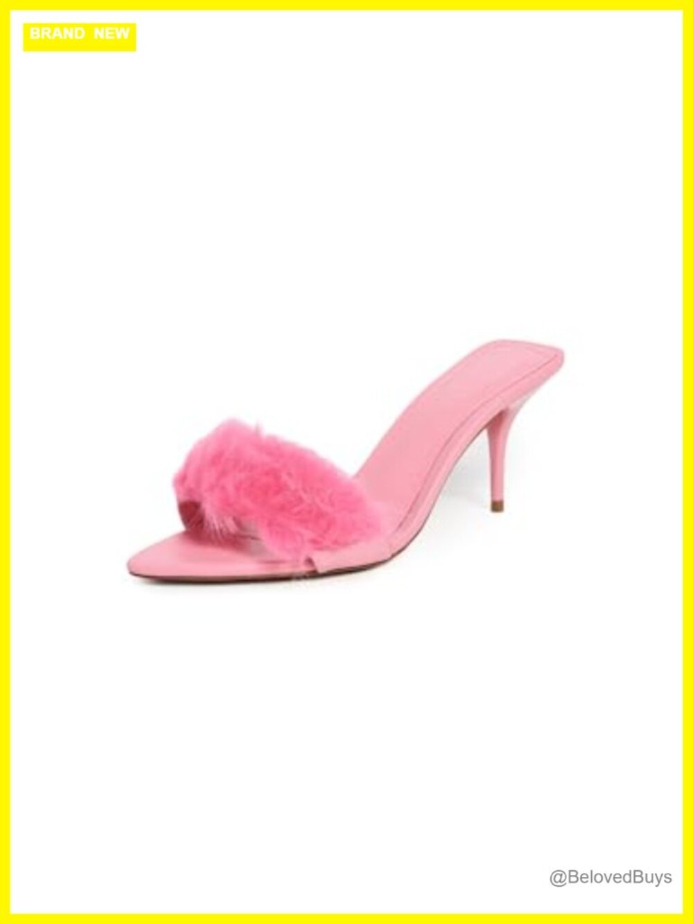 SCHUTZ Elodie Faux Fur Mules Kitten Heel Slip-On Party Shoes